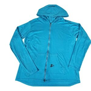 SeaWorld Women L Turquoise Blue Full Zip Hoodie Lightweight Graphic Logo Long
